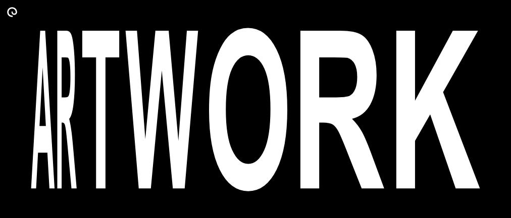 The morphed name ARTWORK, white letters on a black ground, with a small spiral in the corner.