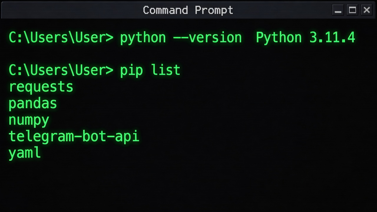 Terminal showing python --version and pip list